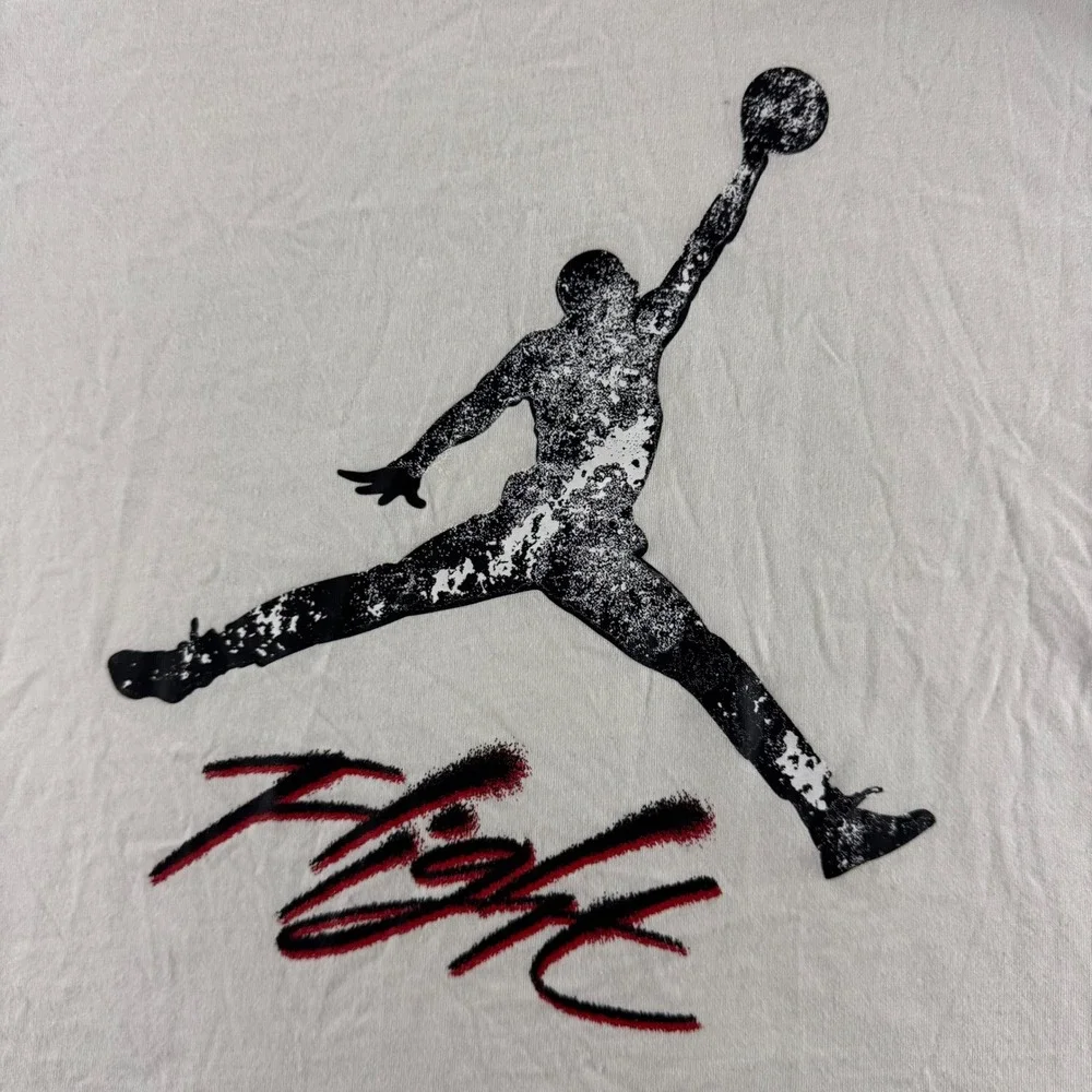 Jordan Flight T-Shirt Mens XXL White Good Jumpman Graphic Cotton Tee